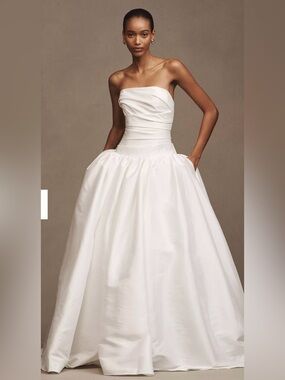 “Charlotte” Strapless Ball Gown Wedding Dress in White
